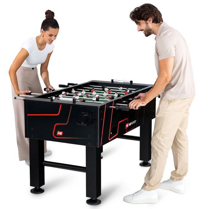 Hop-Sport Baby-foot Sector, Baby-foot Pliant Pour Enfants Et Adultes Table De Jeu Football Comprenant 3 Ballons Pour La Maison Blanc