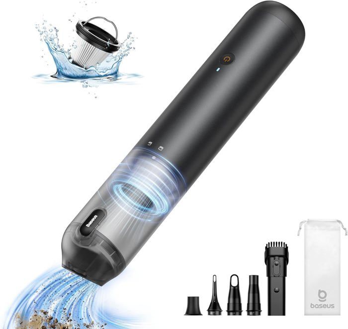 NIWOHOM Aspirateur Voiture Sans Fil 12000Pa – Mini Aspirateur Portable 7500/12000Pa, LED, HEPA, Sec/Humide, 120W Pour Voiture Canapé