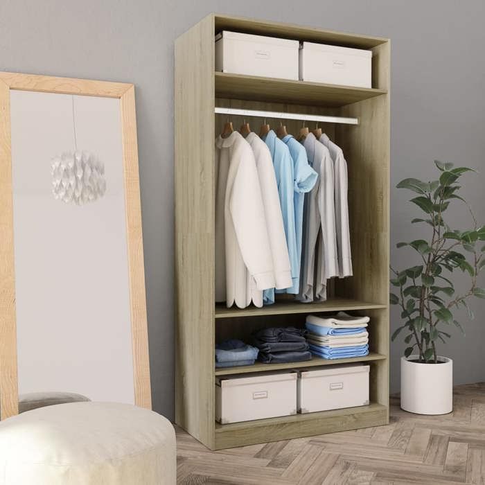 BEAU Armoire de Chambre - Penderie - Garde-Robe - Chêne sonoma - 100x50x200 cm - bois dingénierie mode610908
