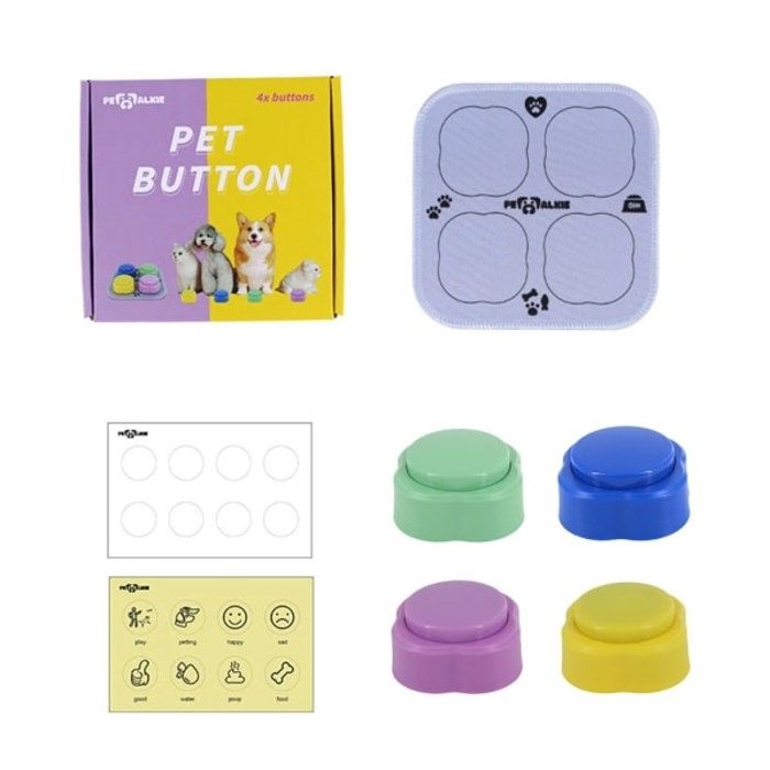 Meilleurs prix pour Lot de 4 boutons enregistrables pour chiens Bouton de chien parlant Apprenez à votre chien à parler Bouton de dressage de chien