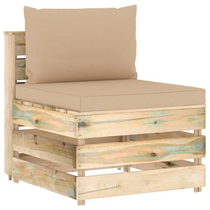 vidaXL Canapé central sectionnel Coussins bois - vue 7