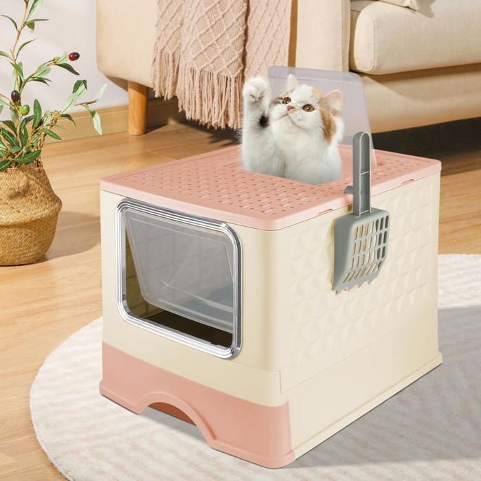 Comparer les prix de YIPEEMA. Bac à litière pour chat fermé et ouvert, stérilisation UV, 52*39*39cm, orange.