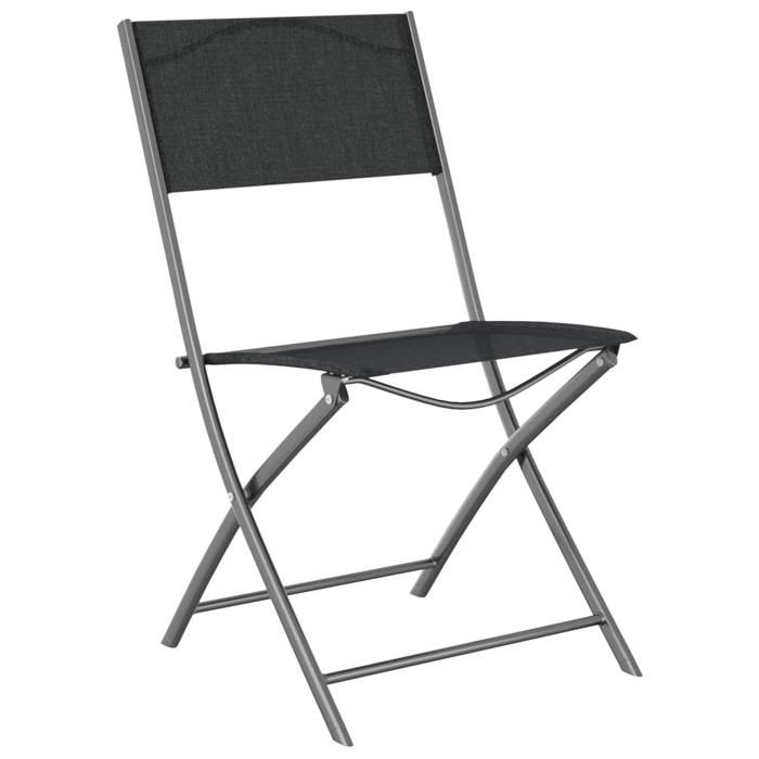 SWEETY Chaises dextérieur pliables lot de 4 - Noir Acier et textilène - anticorrosion - 13.5kg CJ446