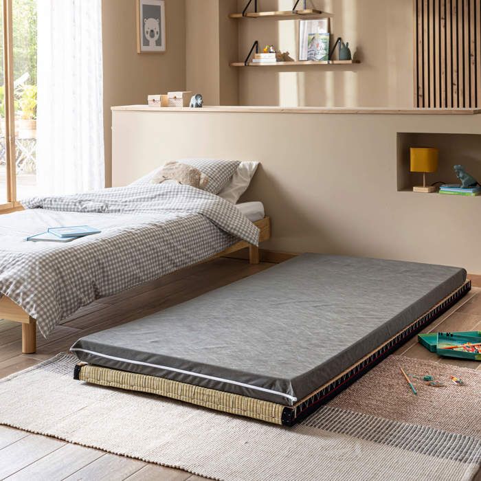 Matelas d’appoint en mousse 8 cm Simplicité - 90x190 - Gris - Fabriqué en France - Terre de Nuit