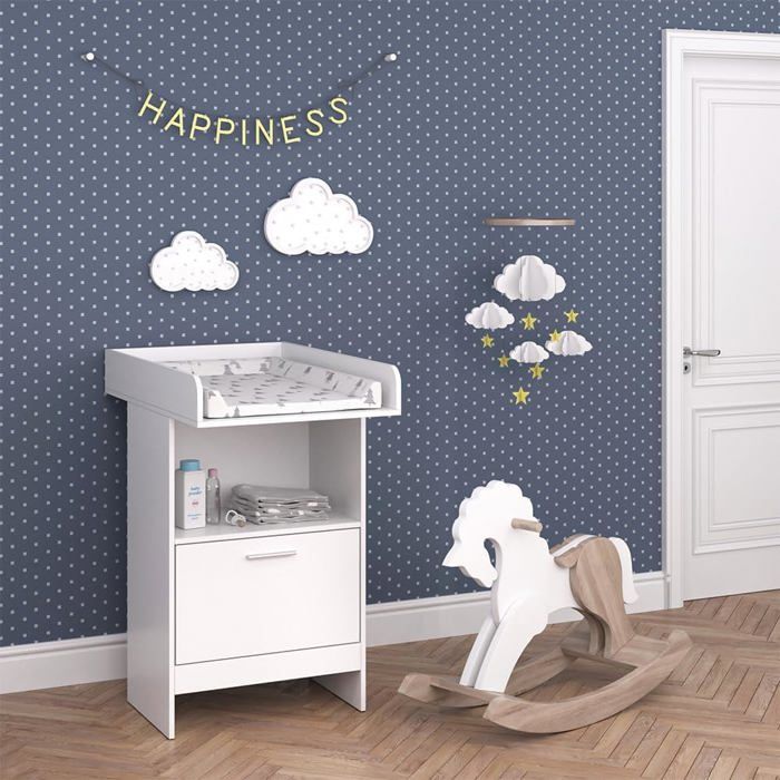 Vicco commode à langer Oskar, Blanc, 143 x 100 cm XL avec tiroirs