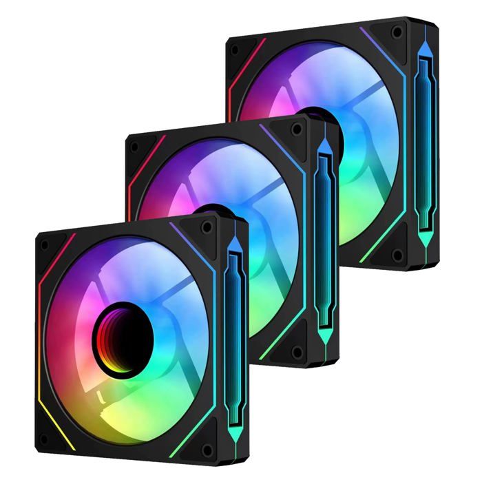 Prism 4PRO RGB PC Ventilateur 120MM 3 pièces 1600±15% RPM 5V3PIN ARGB 12V4PIN PWM Ventilateur dadmission dair non extraction