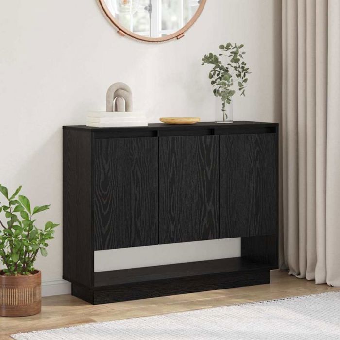 Buffet bas - VIDAXL - 875224 - Chêne noir - 3 portes - Bois dingénierie 97x29x75 cm