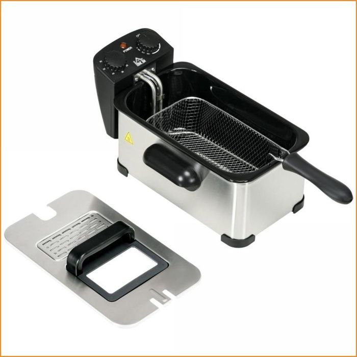 Friteuse En Acier Inoxydable Avec Panier – Capacité Généreuse, Anti-éclaboussures, Pour Poulet, Frites, Usage Intérieur Et Extérieur