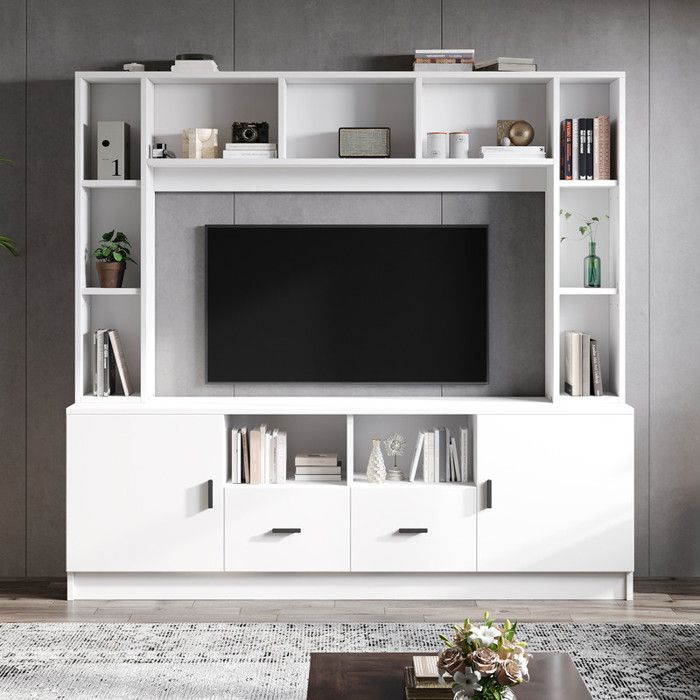 Ensemble mural TV 180*35*170 cm avec vitrine meuble multimédia comprenant un meuble TV et une étagère ensemble de meubles TV