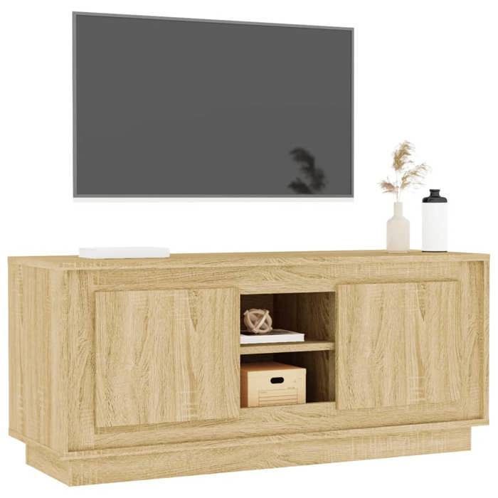 SALE Janvier MODERNE Cabinet TV - MGH - MEUBLE TV/HIFI - Avec rangement - chêne sonoma 102x35x45 cm - Bois dingénierie TT990