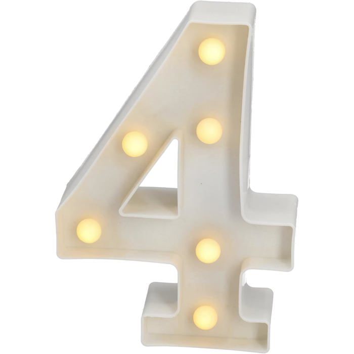 TRAHOO-- Numéros Lumineux LED Numéro 4 avec Lumière Chaude pour Décoration et Ambiance Veilleuses pour Chevet Anniversaire[J151]