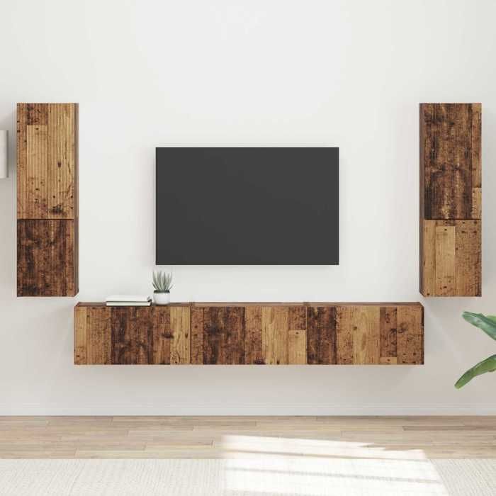 NEW 2026 Ensemble meuble TV lot de 4 Cabinets TV Moderne Bois ancien Bois dingénierie 30x31x60 cm L7427
