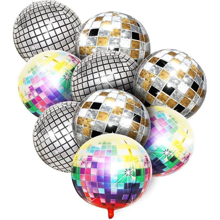 Ballon Disco Boule Décorations Fête: 9 Ballons Disco Dorés Argentés Métallisés Hélium Décoration Ballon Disco Boule Décorations Fête: 9 Ballons Disco Dorés Argentés Métallisés Hélium Décoration