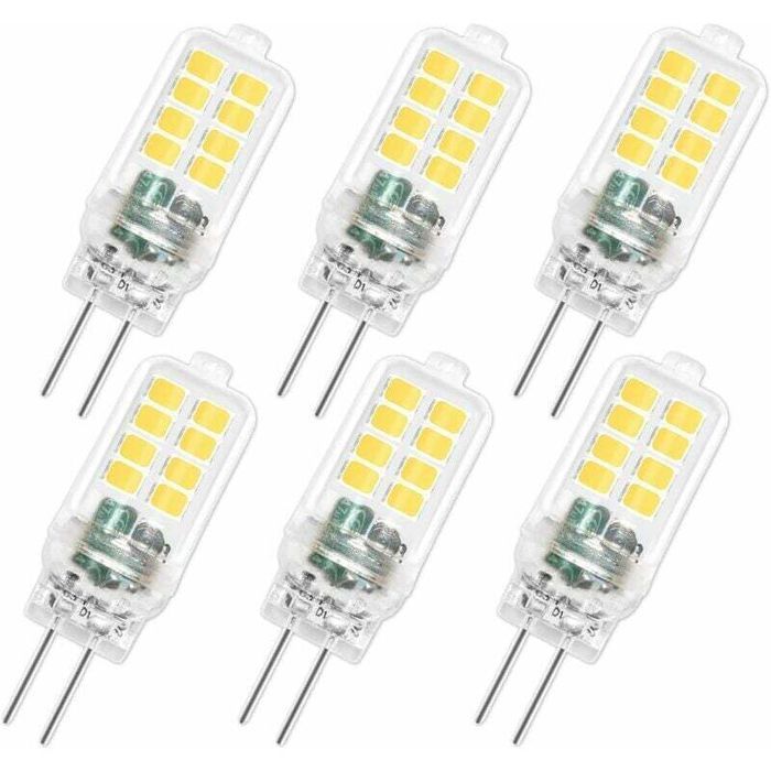 Ampoule LED G4 - PZCC - 12V - 3W - Non dimmable - 16SMD - 300LM - Blanc froid 6000K - Équivalent 25W - Lot de 6