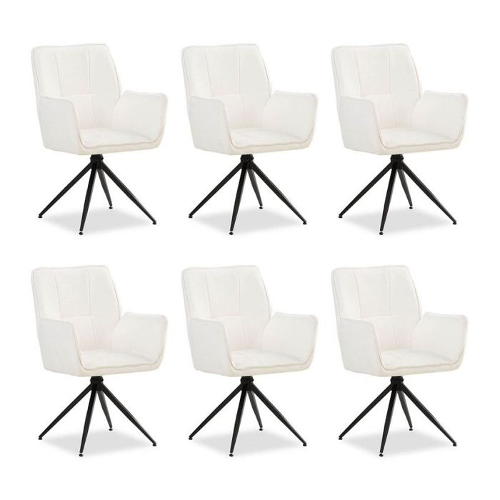 Chaise rembourrée Laine chenille blanche Lot de 6 pivotant avec accoudoirs Cuisine Salle à manger Bureau Chaise rembourrée Laine chenille blanche Lot de 6 pivotant avec accoudoirs Cuisine Salle à manger Bureau