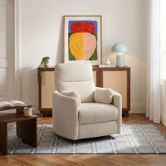 Fauteuil relax électrique pivotant ALCOR 1 place velours côtelé beige Fauteuil relax électrique pivotant ALCOR 1 place velours côtelé beige