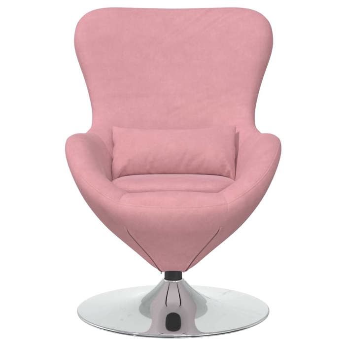 Confortable Fauteuil simple pour salon bureau chaise œuf de relax Rose Velours__27801