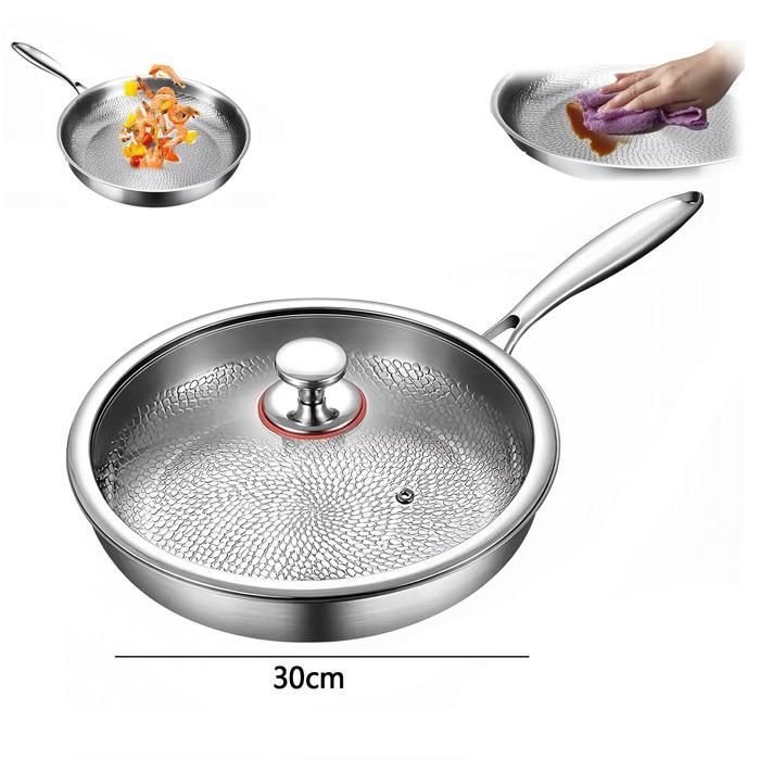 Poêle à frire martelée en titane - 30cm Poêle à frire - Résistant aux rayures et antiadhésif - Compatible avec tous les poêles