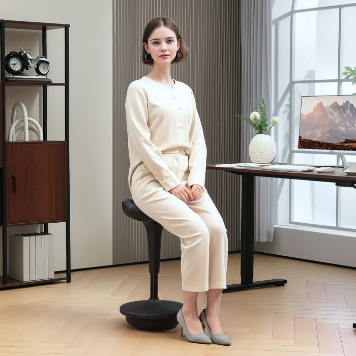 Tabouret de bureau ergonomique pivotant réglable en hauteur 655-835 cm inclinable 120° noir