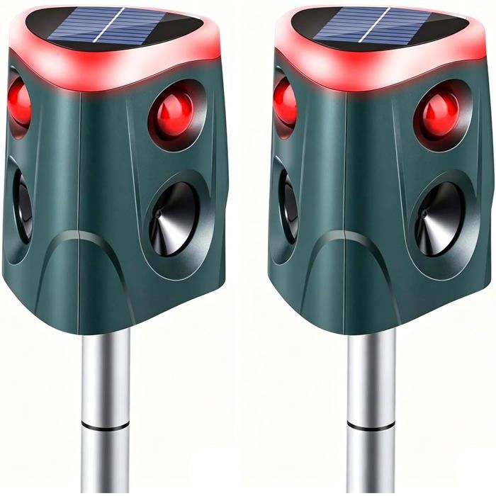 2X Repulsif Chat Ultrason-Répulsif Chat Étanche IP55 Réglable pour Repousser Les Chats errants/Pigeons/Cerfs et Autres Animaux