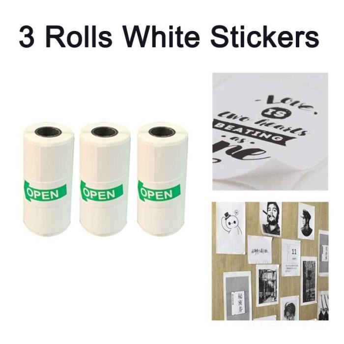 Lot De 3 Rouleaux D'Autocollants Thermiques Blancs Pour Imprimante Nelko PM230 - 54mm X 3.5m - Pour Étiquettes, Notes, Photos