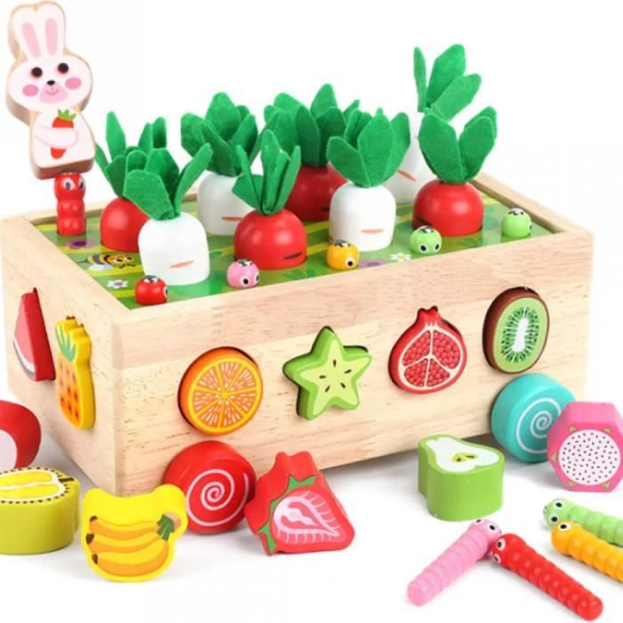 Montessori 2 Ans,Jouet Bebe en Bois de 1 an,Jeu de Tri Montessori Puzzle en  Bois Récolte de Carottes,Paques Cadeau de Jouets - Cdiscount Jeux - Jouets