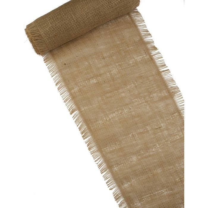 Chemin de table en toile jute effilée 28 cm x 5 m