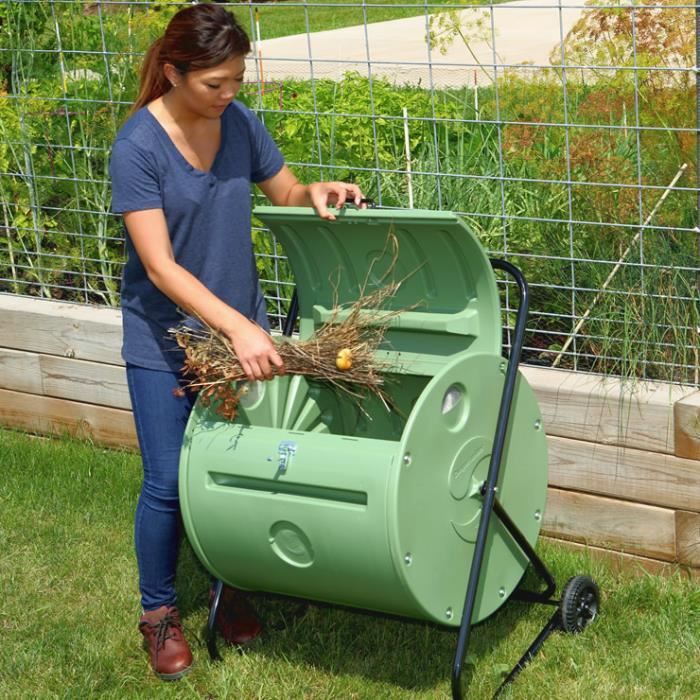 Composteur Rotatif De Jardin 70 L – Bac à Compost Avec Tambour 360° – Décomposition Rapide Des Déchets Organiques