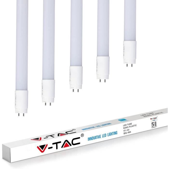 Tube LED T8 G13, Tube Eclairage LED en Nano Plastique 120 cm (Blanc 4000K,  18W-120cm)