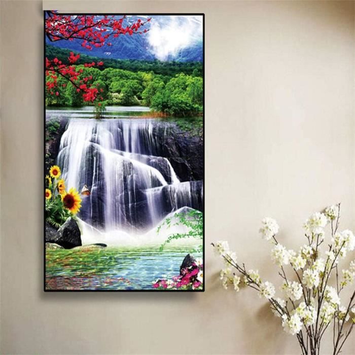 Tableau Diamant 5D Complet - Cascade Et Aigle - Kit Art - Neuf