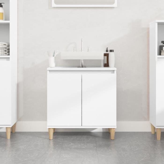 Meuble D'Évier Chêne Sonoma 80x33x60 Cm - Armoire Salle De Bain Avec Tiroirs Et Porte En Bois D'Ingénierie