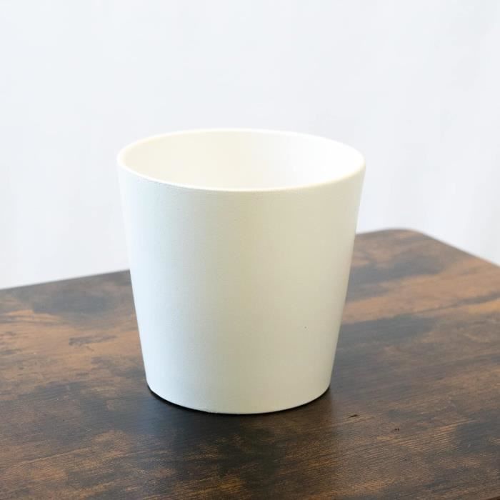1 pot de fleurs d'intérieur et d'extérieur de 15,2 cm - Pot de fleurs en  céramique en porcelaine avec trou de drainage et plateau en bambou (blanc)