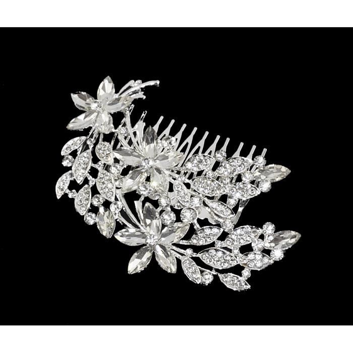Livraison SUIVIE 48H Peigne Florale Strass Coiffure Chignon Mariage Soirée