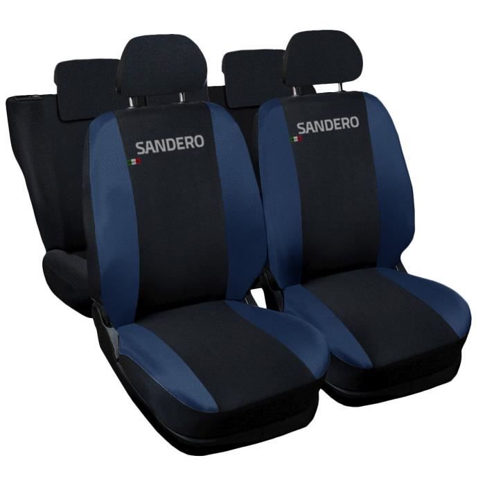 Lupex Shop Housses de siège auto compatibles pour Sandero Noir Blue Foncè