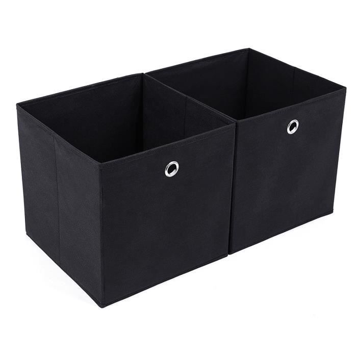 Lot de 2 Boîtes/Tiroirs en Tissu Cube de Rangement pliable pour Linge, Jouets, Vêtement - Noir
