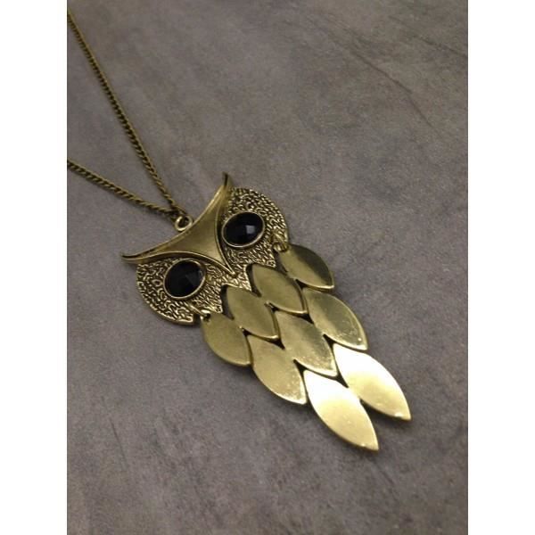 Collier Sautoir Tête De Hibou – Bijou Fashion Pour Femme – Neuf Avec étiquettes – Fabriqué En France