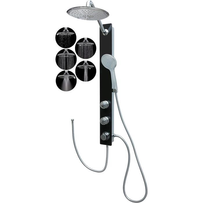 AJWcolonne de douche hydromassante panneau de douche noir sans
