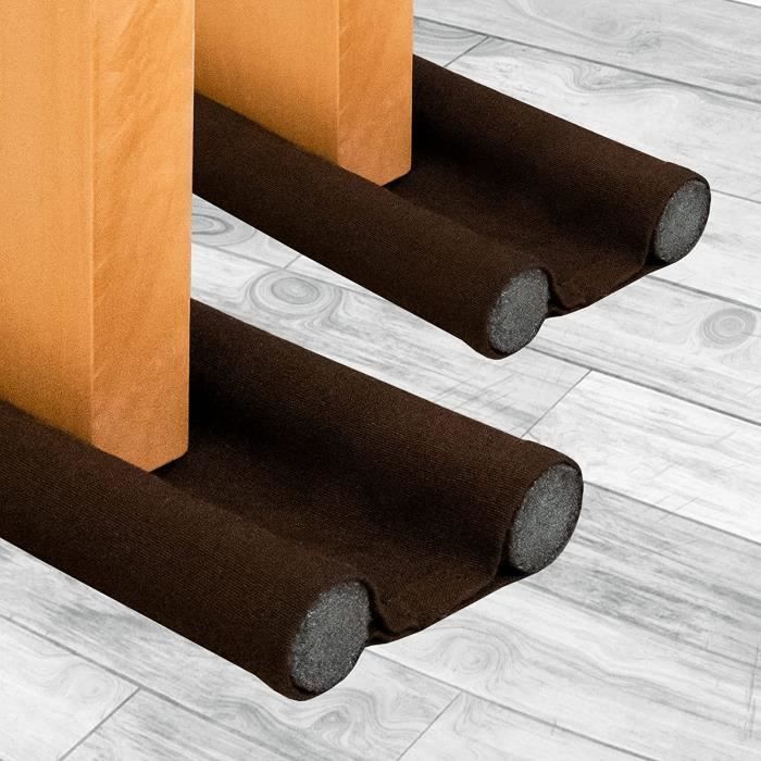 Joint Bas De Porte Autocollant 100 Cm - Boudin D'étanchéité Avec Extrémité Feutre - Protection Contre Courants D'air, Poussière, Bruit - Marron