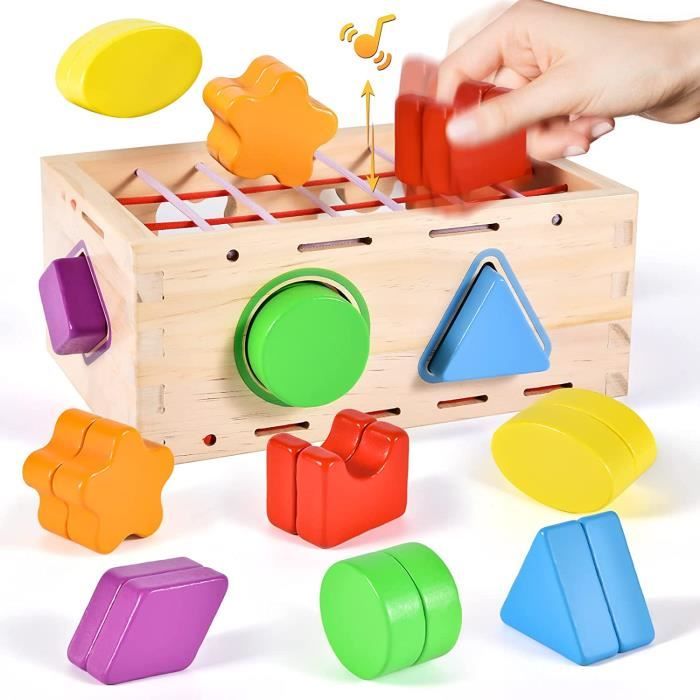Cube De Tri Des Formes Melissa & Doug - Jouet En Bois éducatif - 12 Formes - Pour Enfants 2-4 Ans