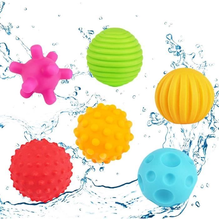 Balles Sensorielles SULOLI - Lot De 6, Jouet De Bain éducatif, Couleurs Et Textures Variées