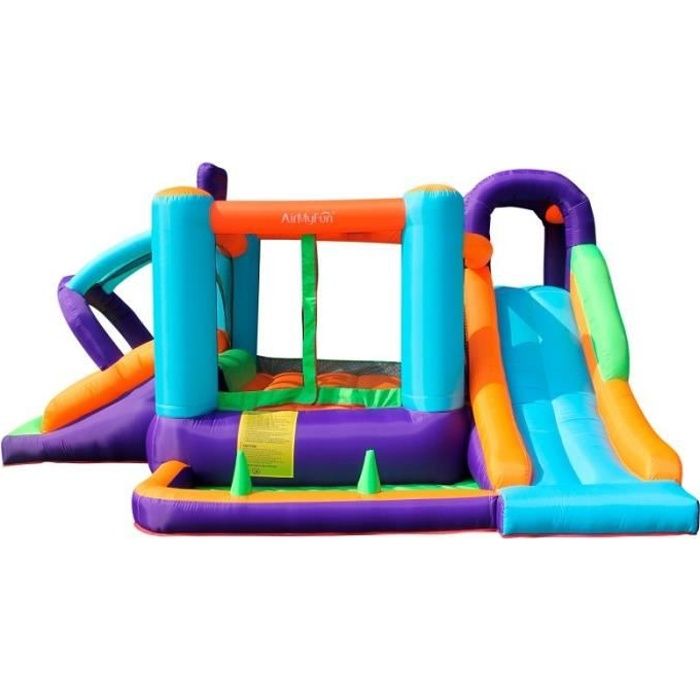 Chateau Gonflable Escape Game Avec Toboggans Piscine Et Obstacles Surface 370x280x185cm Souffleur Et Sac De Rangement Inclus Cdiscount Jeux Jouets