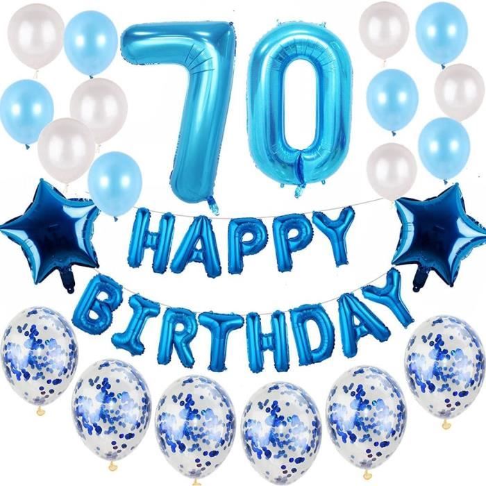 Set De Decoration Pour 70e Anniversaire Bleu Pour Homme 70 Ans Decoration Bleue Guirlande De Ballons Et Confettis 2550 Cdiscount Maison