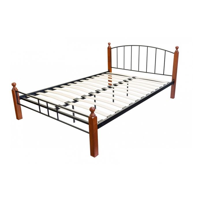 design metal lit double 160 x 200 cadre de lit lattes bois neuf 1008