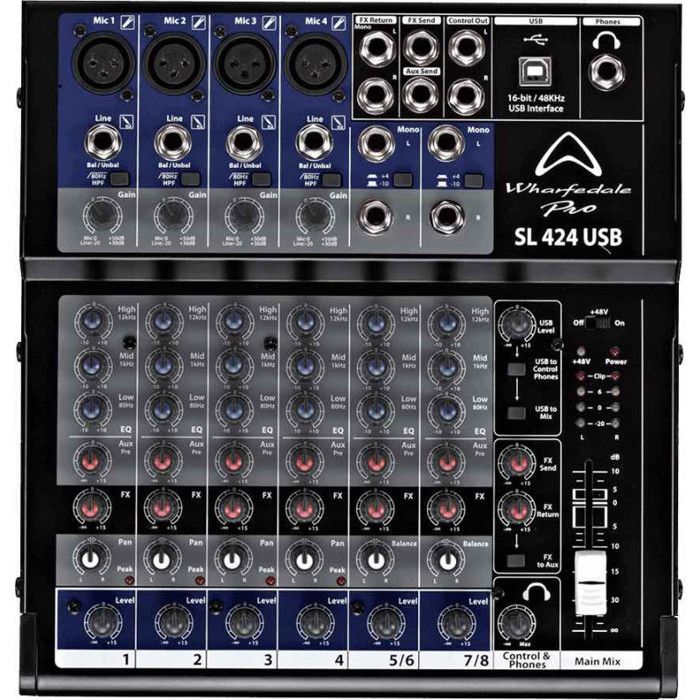 Wharfedale Pro Sl424usb Table De Mixage Serie Sl 8 Entrees Usb