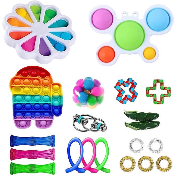 8 Pierres Sensorielles Anti-Stress – Fidget Toys Silicone – Soulagement Anxiété, TDAH, Autisme – Avec Étui – Pour Enfants, Ados Et Adultes