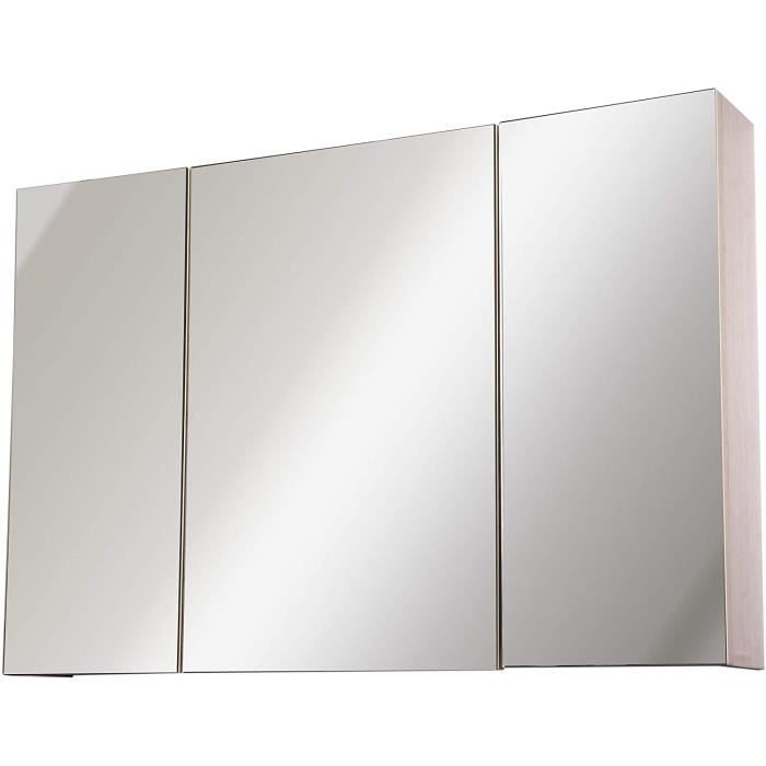 HOMCOM Armoire Murale Salle De Bain Avec Miroir - Meuble Toilette Chêne
