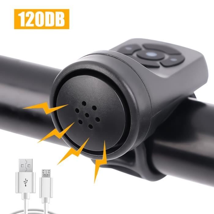 Sonnette Vélo électrique Avec Alarme Antivol – USB Rechargeable, Noire