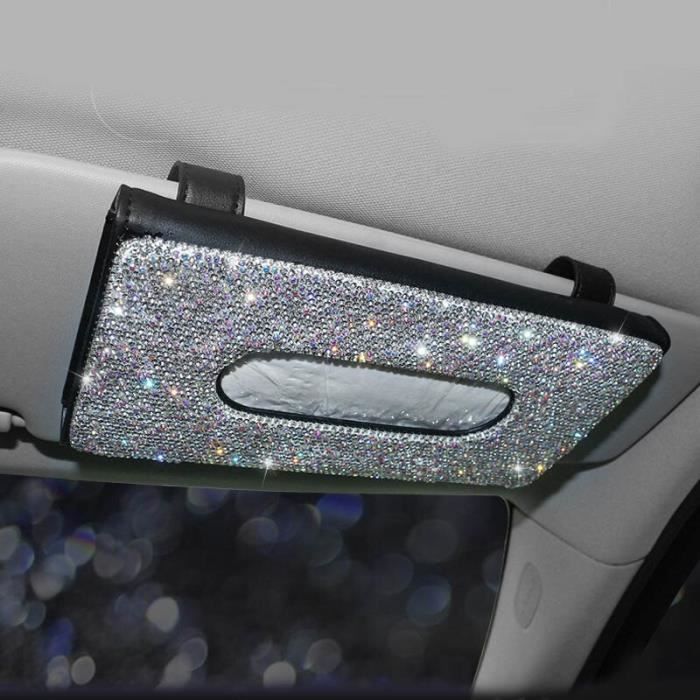 Housse Boîte à Mouchoirs Cuir Strass Rose - Voiture/bureau/maison - Environ 22x12x5cm