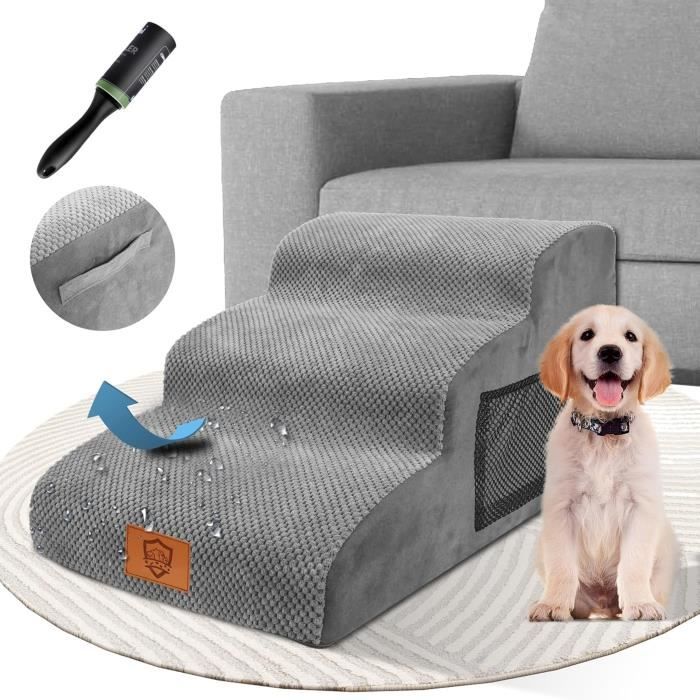 Comparer les prix de ZNM Escalier pour Chien, Rampe pour Chien de 3 Marches, Escaliers pour Animaux en en éponge Haute densité avec Housse en Tissu, Envo