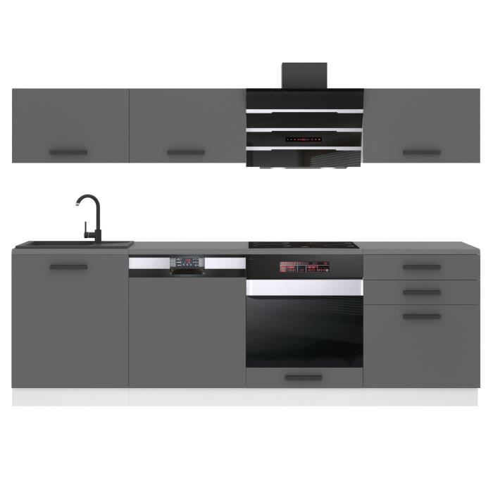 Cuisine Complète - B BELINI GROUP - Modèle LINDA - 240 cm - Argent Mat - Design Contemporain